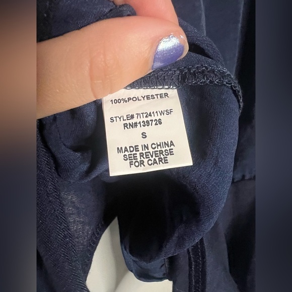 August Mist Cold Shoulder Navy Blue Surplice Bodysuit Small - Picture 9 of 11